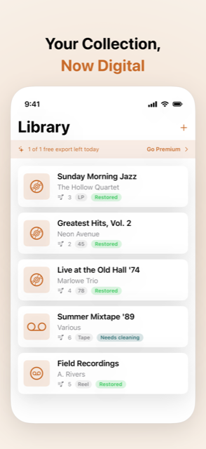 Your collection of restored records, now digital